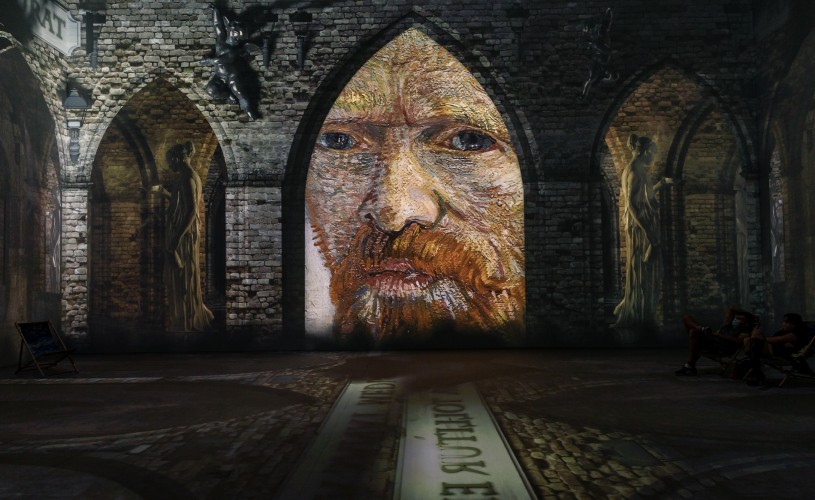 Projection of Van Gogh self portrait in the Immersive Experience